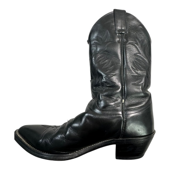 Justin Boots Black Leather Cowboy Western Boots Mens 7.5B Style L4903 - Picture 3 of 12